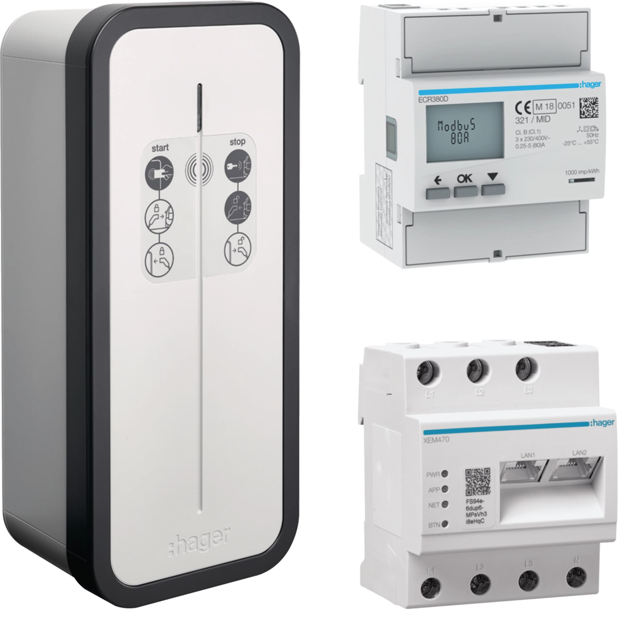 Hager witty solar XEV1K22T2SEMC, photo catalogue sur fond blanc